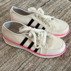 Women's White and Pink Sneakers